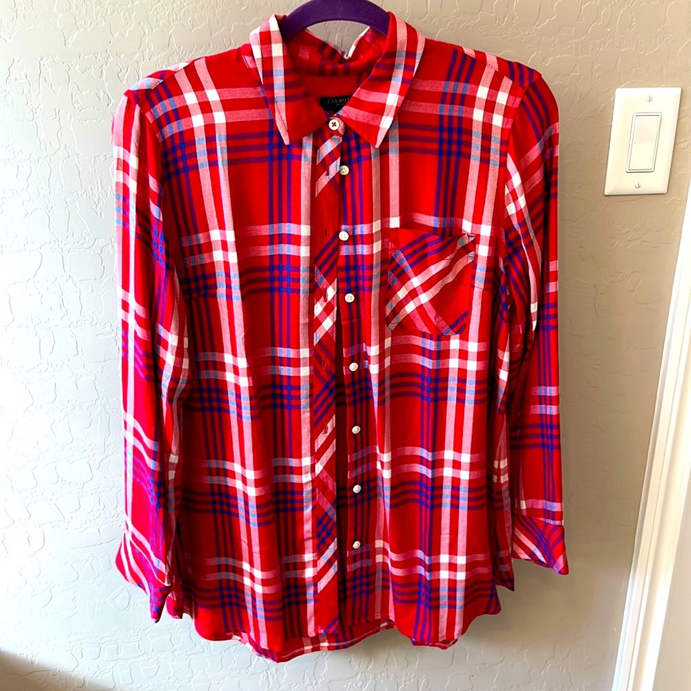 Talbots red plaid shirt size LP NWOT